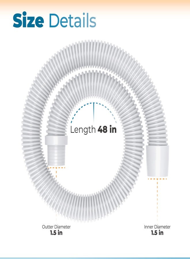 ANTOBLE 48" Universal Pool Vacuum Hose Replacement for Kreepy Krauly, Baracuda G3/G4, Hayward Navigator, Pool Vac Ultra, AquaBug, Creepy Crawler & More (White, 2 Pack) - Image 2